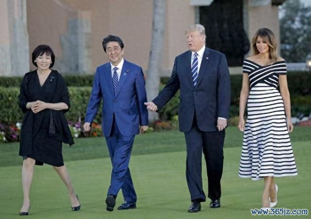 2018年4月,时任日本首相安倍晋三与其夫东说念主安倍昭惠和时任好意思国总统特朗普与其夫东说念主梅拉尼娅。图自日媒